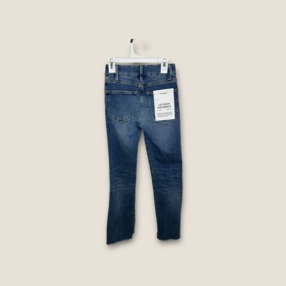FRAME Le Crop Mini Boot Jeans Mid Rise Wine Ridge Destruct NWT Size 23 - Picture 2 of 8